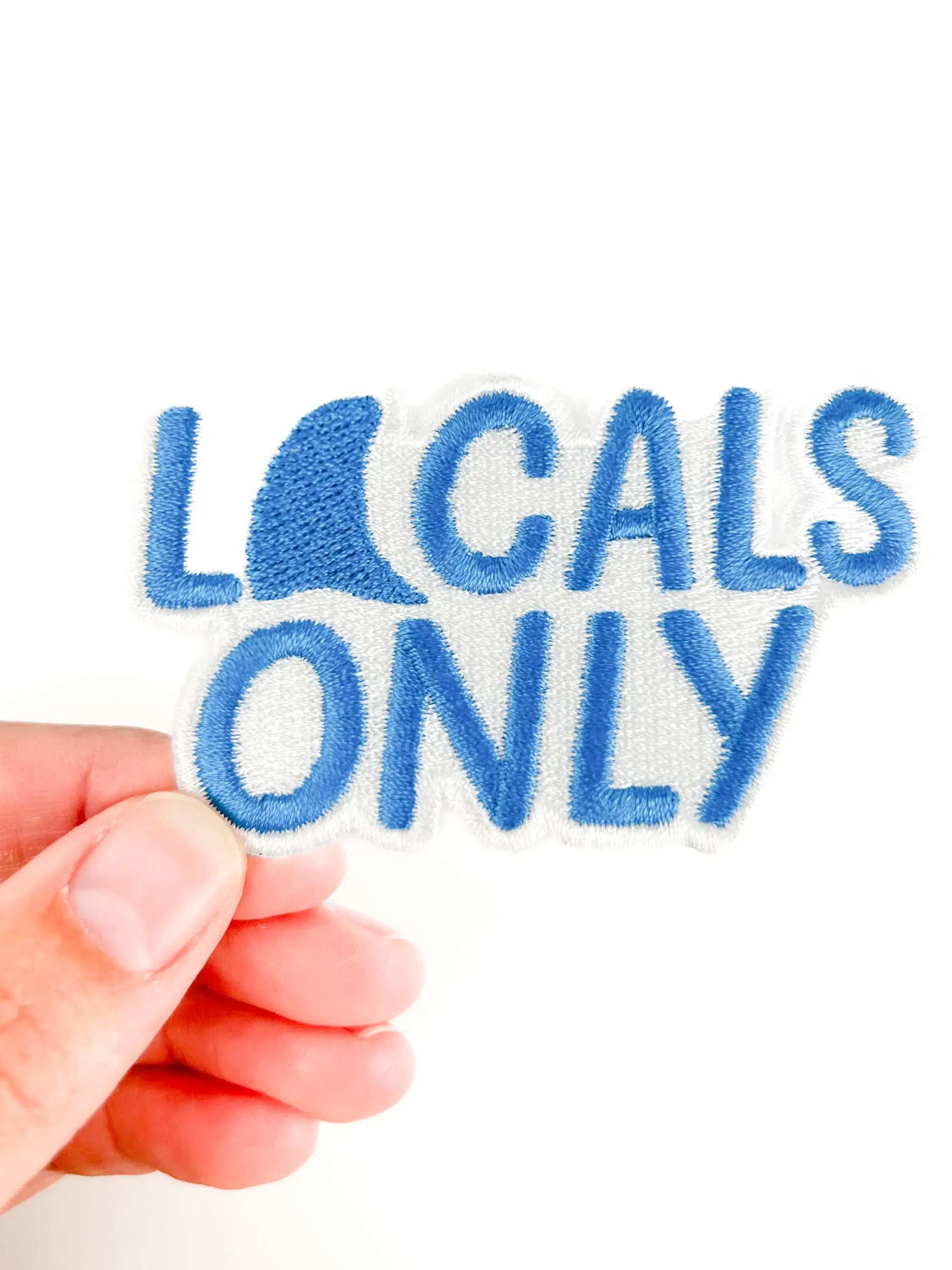 Locals Only Embroidered Patch – Coastal Iron On Shark Fins