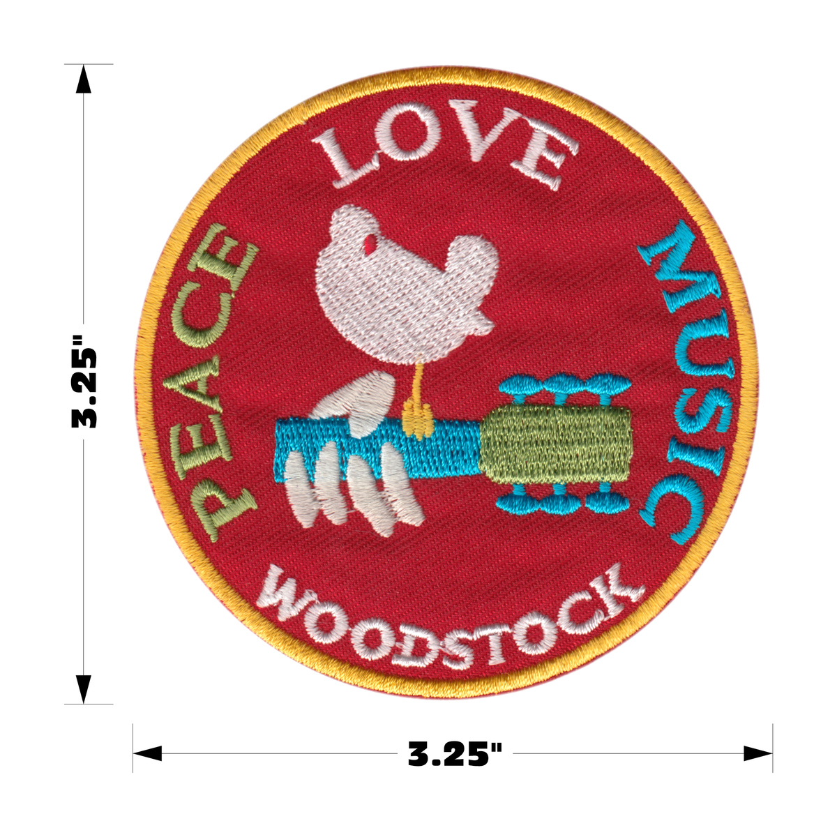 Woodstock - Peace, Love, Music - 1960s Band Festival Iron On Patch