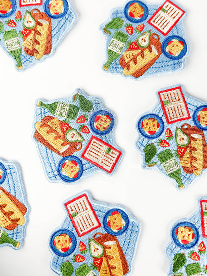 Picnic Embroidered Patch Food Iron On Charcuterie Hat Totes