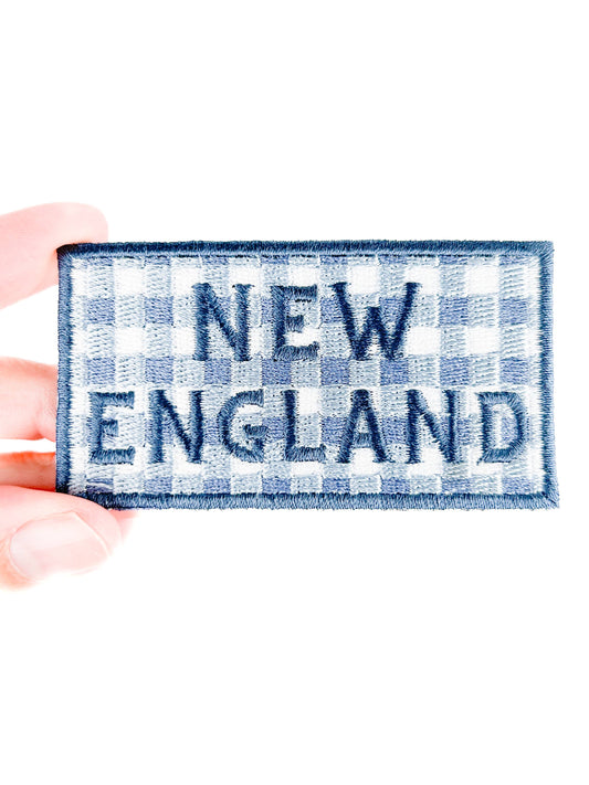New England Patch – Blue Gingham Embroidered Iron-On