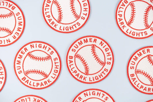 Summer Nights Ballpark Lights Embroidered Iron-On Patch Ball