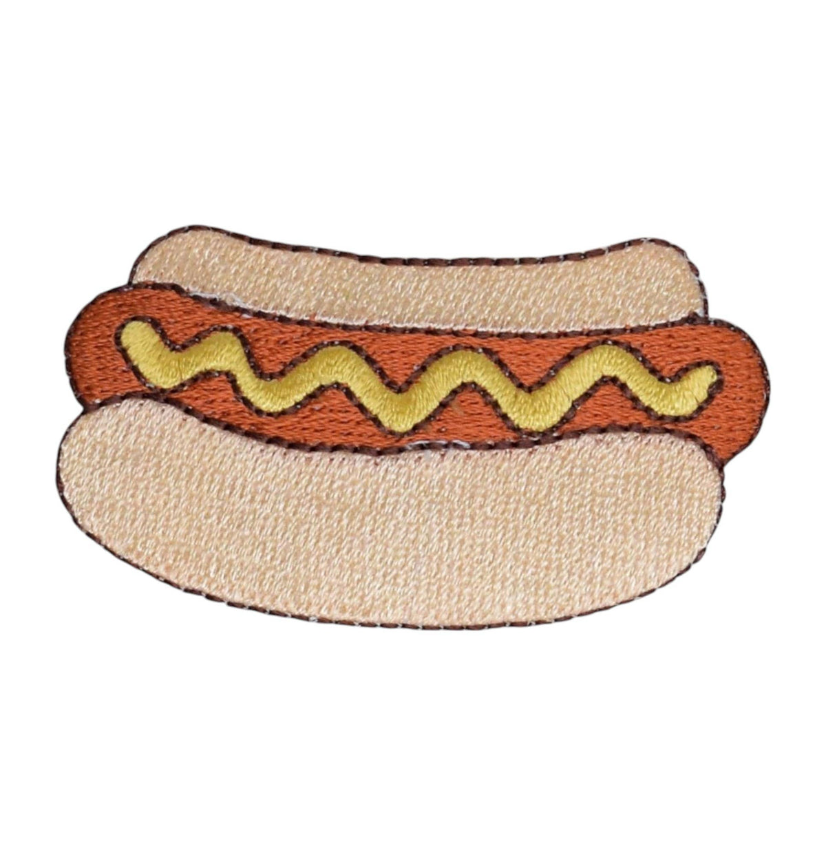 Hot dog with mustard on a white background