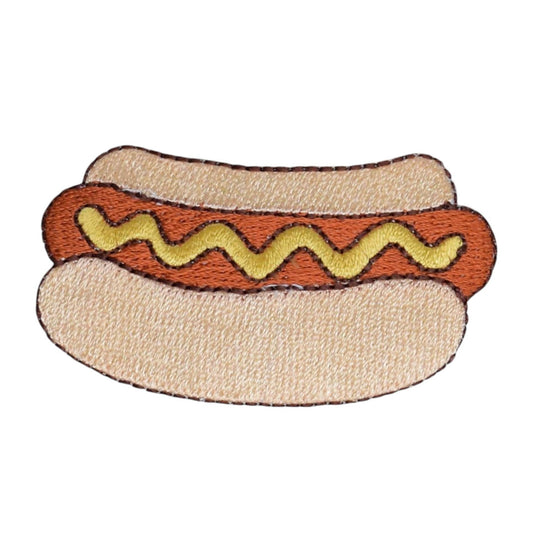 Hot dog with mustard on a white background