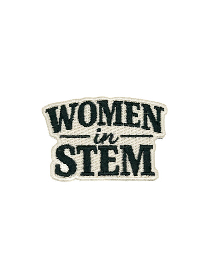 Patch with 'Women in STEM' text on a white background