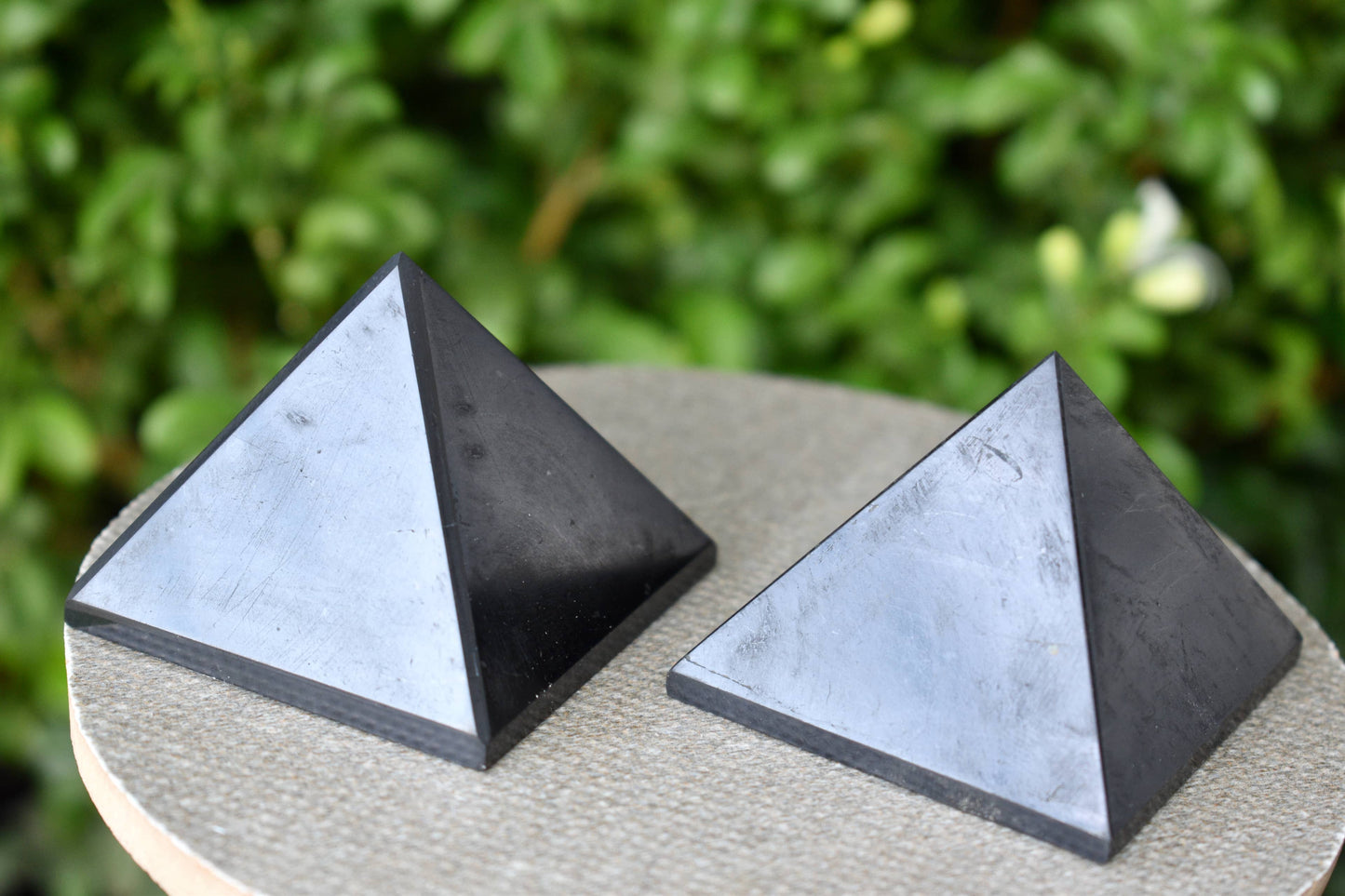 2 inch Black Shungite Crystal Pyramid,Large Polished Pyramid